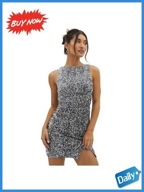 Sparkly Sequin Velvet Mini Dress Sleeveless Backless Party Club Dress